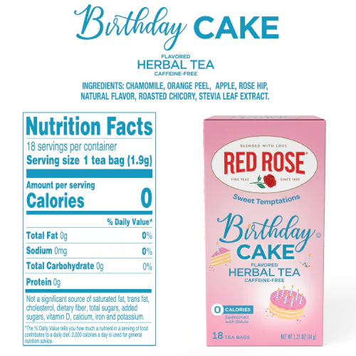Red Rose Birthday Cake Tea - 18ct - Image 3