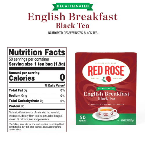 Red Rose Decaf English Breakfast Tea - 50ct - Image 3