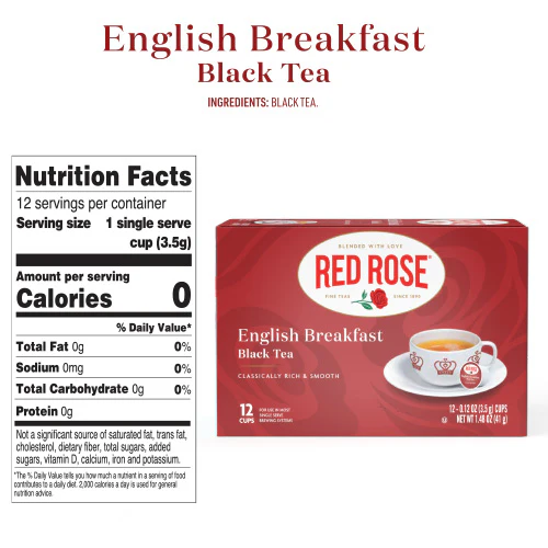 Red Rose English Breakfast Tea Single Serve Cups - 12ct - Image 3